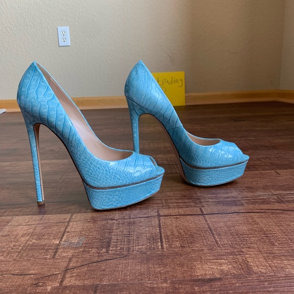 Casadei snake print peeptoe stiletto platform heel - Picture 12 of 14